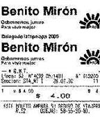 Facsmil del boleto expedido en los autobuses de trabajadores de la ex Ruta 100